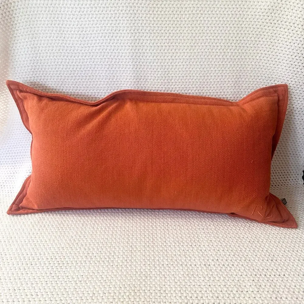 Ralph Lauren Home Orange Rust Beige Lumbar Feather Breakfast Pillow 14